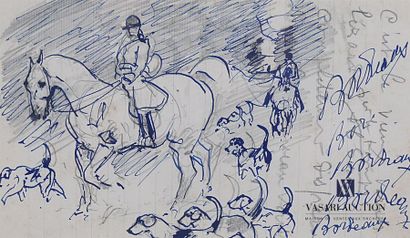 null PRINCETEAU René-Pierre (1843-1914)
Deux croquis de scènes de chasse à courre,...