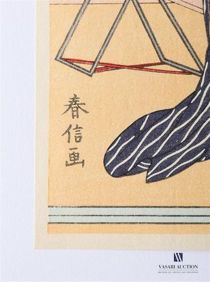null SUZUKI HARUNOBU (1725-1770), d'après
La toilettes de deux geishas 
Estampe sur...