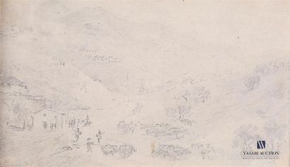 null RAFFET Auguste Denis (1804-1860) 
Le Passage des Alpes 
Croquis à la mine de...
