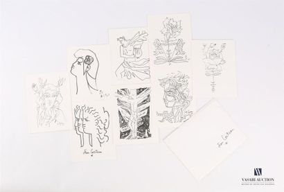 null Lot de huit lithographies en noir d'après Jean Cocteau (1889-1963)
Dans une...