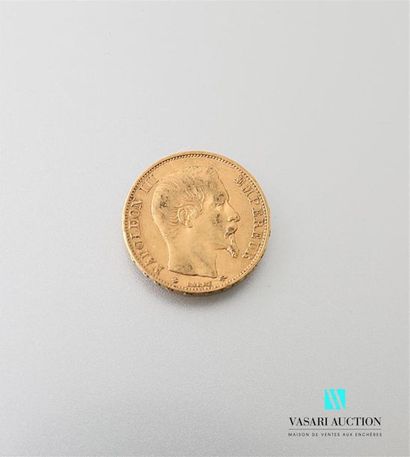 null Une pièce en or de 20 Frcs Napoléon III 1860
Poids : 6,43 g