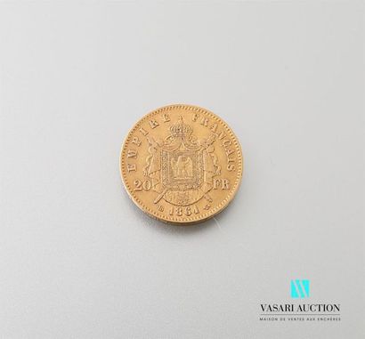null Une pièce en or de 20 Frcs Napoléon III 1861
Poids : 6,41 g