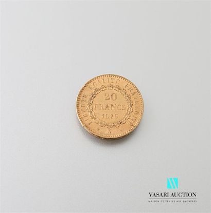 null Une pièce en or de 20 Frcs République Française 1876
Poids : 6,44 g