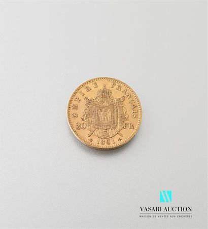 null Une pièce en or de 20 Frcs Napoléon III 1861
Poids : 6,43 g