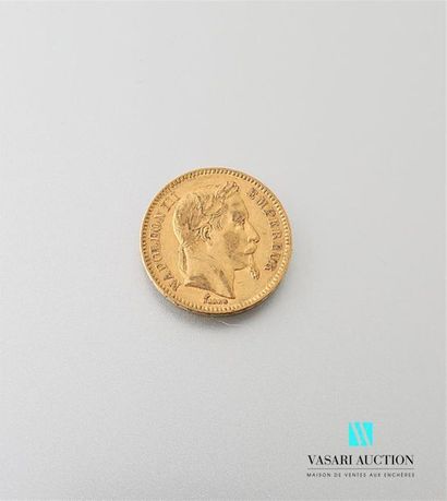 null Une pièce en or de 20 Frcs Napoléon III 1864
Poids : 6,41 g