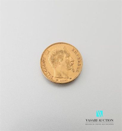 null Une pièce en or de 20 Frcs Napoléon III 1859
Poids : 6,43 g