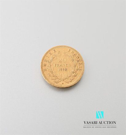 null Une pièce en or de 20 Frcs Napoléon III 1858
Poids : 6,43 g