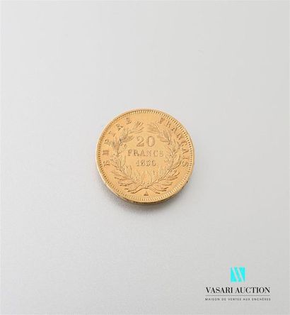 null Une pièce en or de 20 Frcs Napoléon III 1856
Poids : 6,41 g
