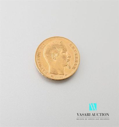 null Une pièce en or de 20 Frcs Napoléon III 1858
Poids : 6,41 g