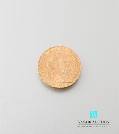 null Une pièce en or de 20 Frcs République Française 1910
Poids : 6,45 g