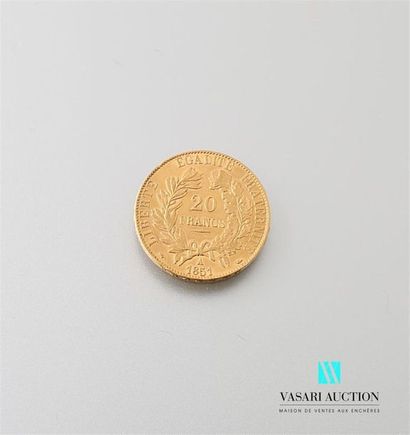 null Une pièce en or de 20 Frcs République Française 1851
Poids : 6,44 g