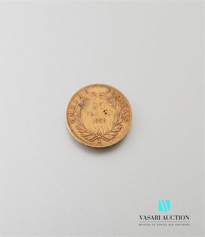 null Une pièce en or de 20 Frcs Napoléon III 1858
Poids : 6,43 g