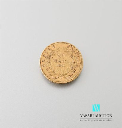 null Une pièce en or de 20 Frcs Napoléon III 1856
Poids : 6,40 g