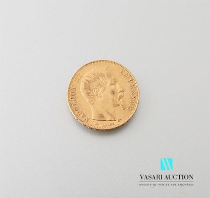 null Une pièce en or de 20 Frcs Napoléon III 1856
Poids : 6,42 g