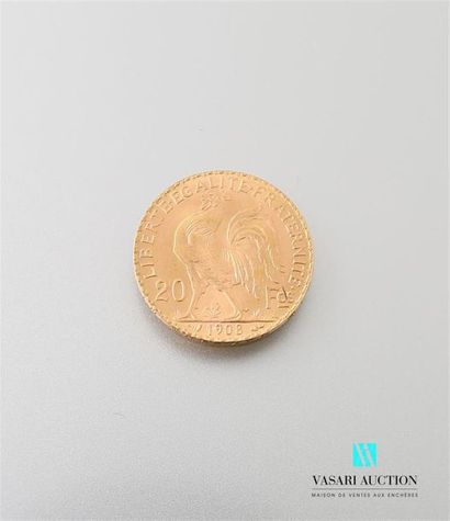 null Une pièce en or de 20 Frcs République Française 1908
Poids : 6,44 g