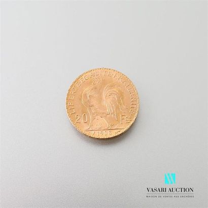 null Une pièce en or de 20 Frcs République Française 1908
Poids : 6,46 g