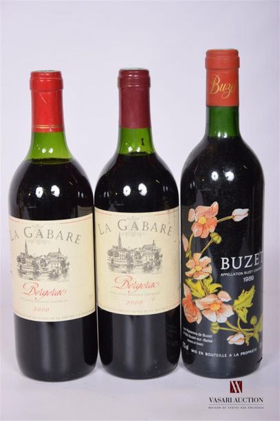 null Lot de 3 blles comprenant :		
2 Blles	BERGERAC La Gabare mise Cave Coop		2000
1...