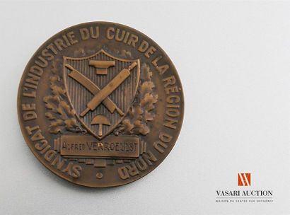 null Syndicat de l'industrie du cuir de la région du Nord - Médaille bronze, 50 mm,...