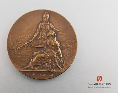 null Médaille de table, 50 mm, bronze, comité de patronage des apprentis du 8e arrondt,...