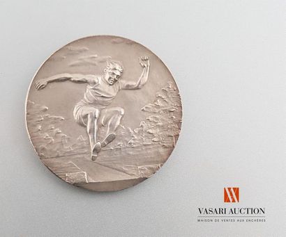 null Médaille de saut en longueur, bronze argenté, 50 mm, BE 
