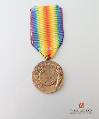 null France: médaille interalliée de la victoire, modèle de Pautot et Mattéi, ruban...