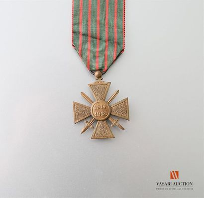 null France: croix de guerre 1914-1918, ruban avec étoile de bronze, TTB
