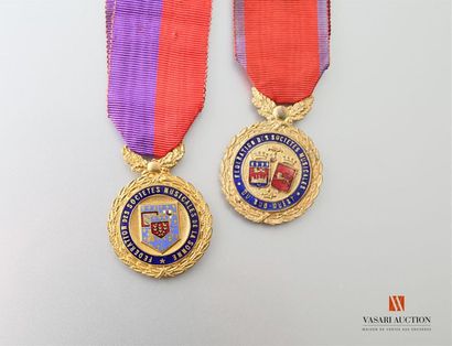 null Médaille des sociétés musicales de la Somme, émail sur métal doré, 32 mm, TBE,...