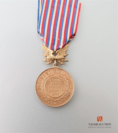 null Postes et télégraphes - Médaille devoir et dévouement, bronze, 30 mm, gravée...