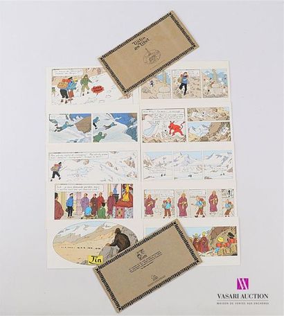 null HERGÉ / TINTIN
Suite de dix cartes postales panoramiques qui reproduisent les...