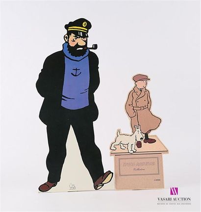 null Deux cartons publicitaires Tintin et le Capitaine Haddock
Haut.: 47 cm et 31,5...