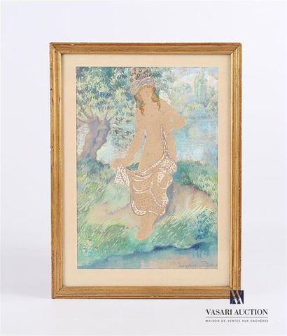 null MANZANA PISSARO Georges (1871-1961)
Femme nue au turban se baignant
Aquarelle...