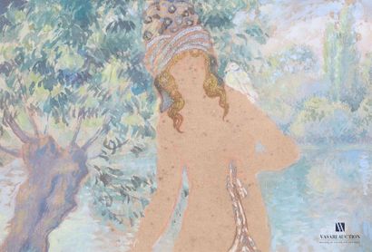 null MANZANA PISSARO Georges (1871-1961)
Femme nue au turban se baignant
Aquarelle...