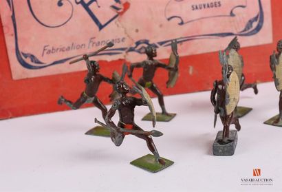 null Soldats de plomb articulés polychromes fabrication Française BL, n° 50 sauvages,...