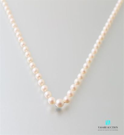 null Collier de perles de culture en chute (perle centrale 8 mm) fermoir argent et...