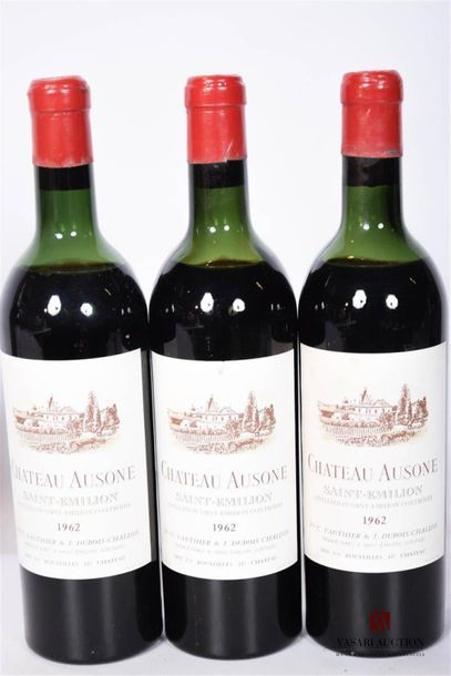 null 3 bouteilles	Chateau AUSONE	St Emilion 1er GCC	1962
	Et. légèrement tachées....
