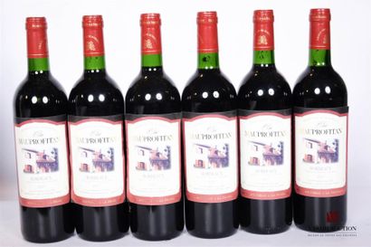 null 6 bouteilles	CLOS MAUPROFITAN	Bordeaux	2001
	Et. excellentes. N : 4 bas goulot,...