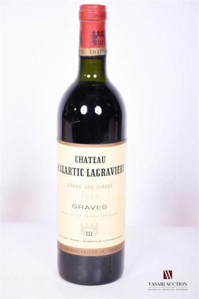 null 1 bouteille	Chateau MALARTIC LAGRAVIÈRE	Graves GCC	1978
	Et. légèrement tachée....