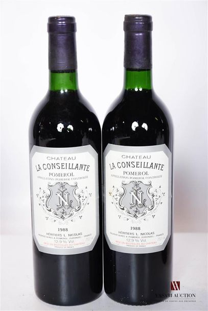 2 bouteilles	CHÂTEAU LA CONSEILLANTE	Pomerol	1988
	Et.:...