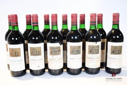 null 12 bouteilles	Chateau CARDINAL-VIAUD	Lalande de Pomerol	1990
	Et.: 3 excellentes,...
