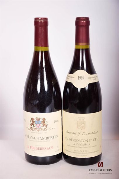 null Lot de 2 bouteilles comprenant :		
1 bouteille	ALOXE CORTON 1er Cru "Les Valozières"...