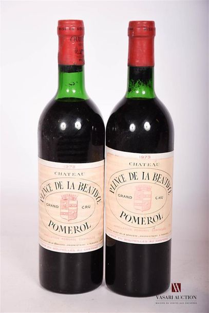 null 2 bouteilles	CHÂTEAU PLINCE DE LA BEAUDYE	Pomerol	1973
	Et. fanées et tachées....