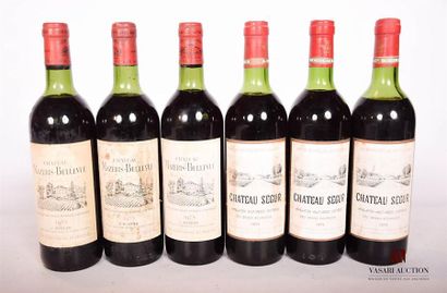 null Lot de 6 bouteilles comprenant :		
3 bouteilles	CHÂTEAU SÉGUR	Haut Médoc	1975
3...