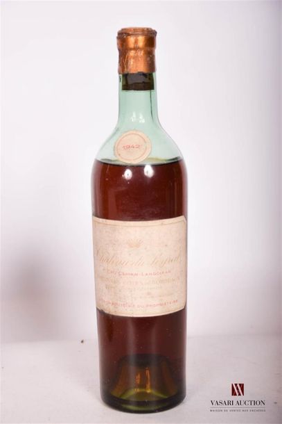 null 1 bouteille	CHÂTEAU DU PEYRAT	1ères Côtes de Bx	1942
	Moelleux. Et. très fanée...