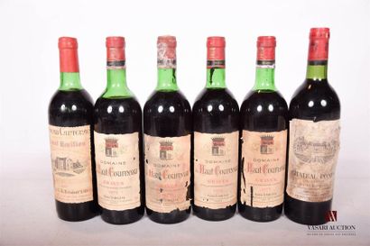 null Lot de 6 bouteilles comprenant :		
1 bouteille	CHÂTEAU POMYS	St Estèphe CB	1975
4...