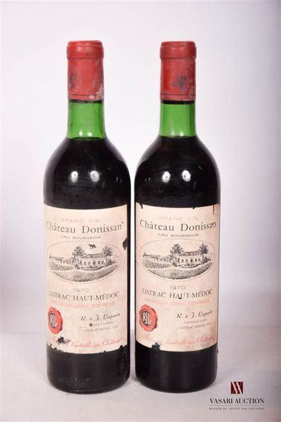 null 2 bouteilles	CHÂTEAU DONISSAN	Listrac CB	1970
	Et. fanées, tachées et usées....