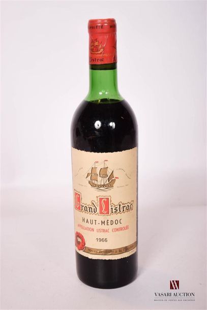 null 1 bouteille	GRAND LISTRAC 	Listrac	1966
	Et. à peine tachée. N : haut épaul...