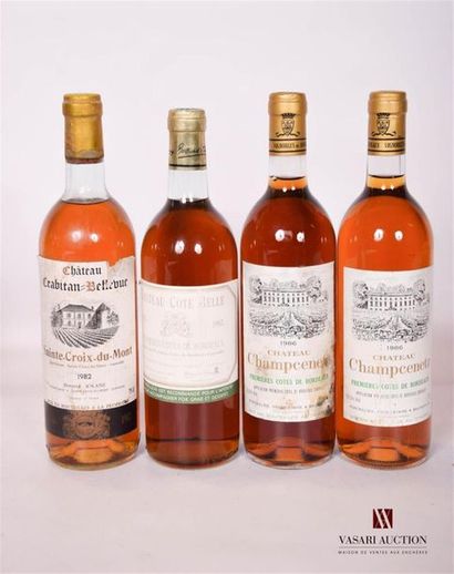 null Lot de 4 bouteilles comprenant :		
2 bouteilles	CHÂTEAU CHAMPCENETZ	1ères Côtes...