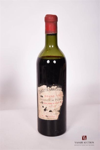 null 1 bouteille	CHÂTEAU GRAND ORMEAU	Lalande de Pomerol	1955
	Et. à moitié déchirée....