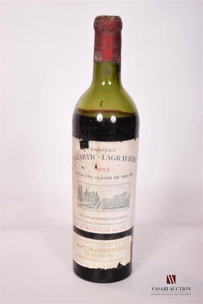 null 1 bouteille	CHÂTEAU MALARTIC LAGRAVIÈRE	Graves GCC	1953
	Et. fanée, un peu tachée...