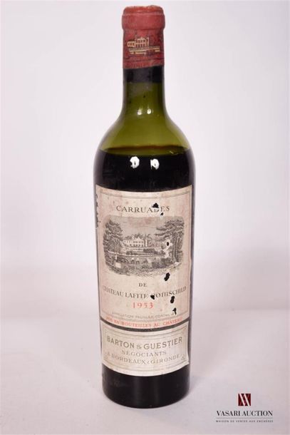 null 1 bouteille	CARRUADES de CHÂTEAU LAFITE ROTHSCHILD	Pauillac	1953
	MDC. Et. fanée,...